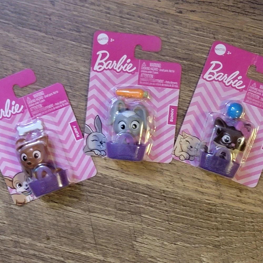 BARBIE Set of 3 Barbie pets - Picture 1 of 5